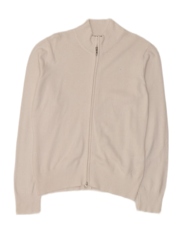 Sergio Tacchini Dame Cardigan Sweater IT 44 Medium Hvid Bomuld