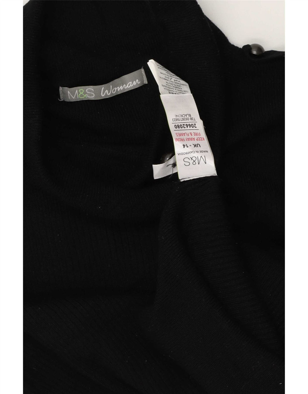 Marks & Spencer Dame Roll Neck Jumper Sweater UK 14 Large Black