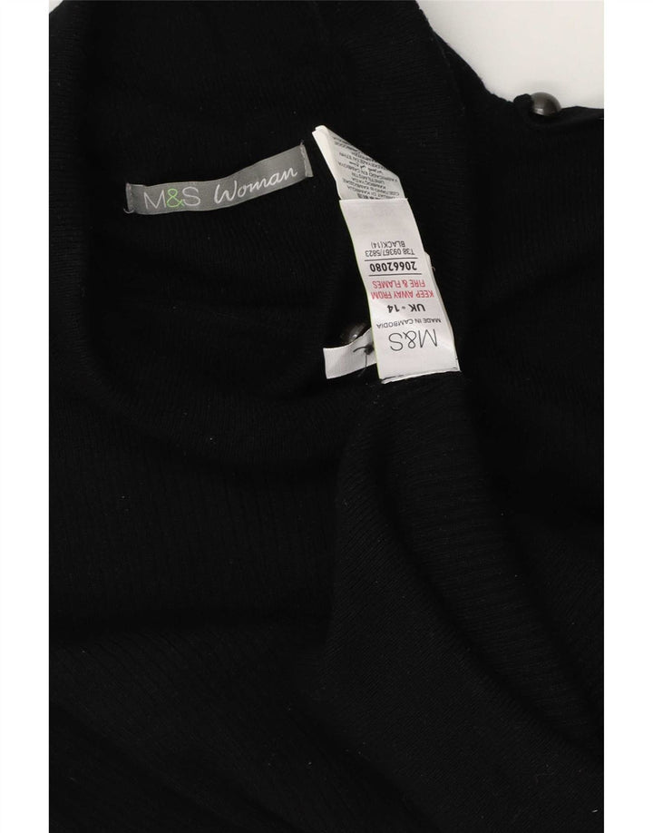Marks & Spencer Dame Roll Neck Jumper Sweater UK 14 Large Black