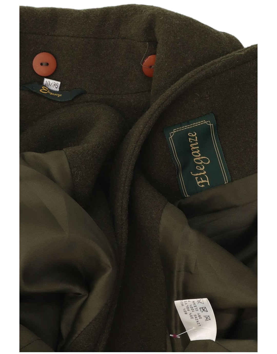 VINTAGE Oversize overfrakke til kvinder UK 10 Lille grøn uld