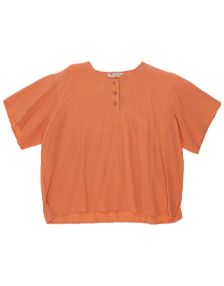 Vintage damebluse top UK 18 XL Orange Silke