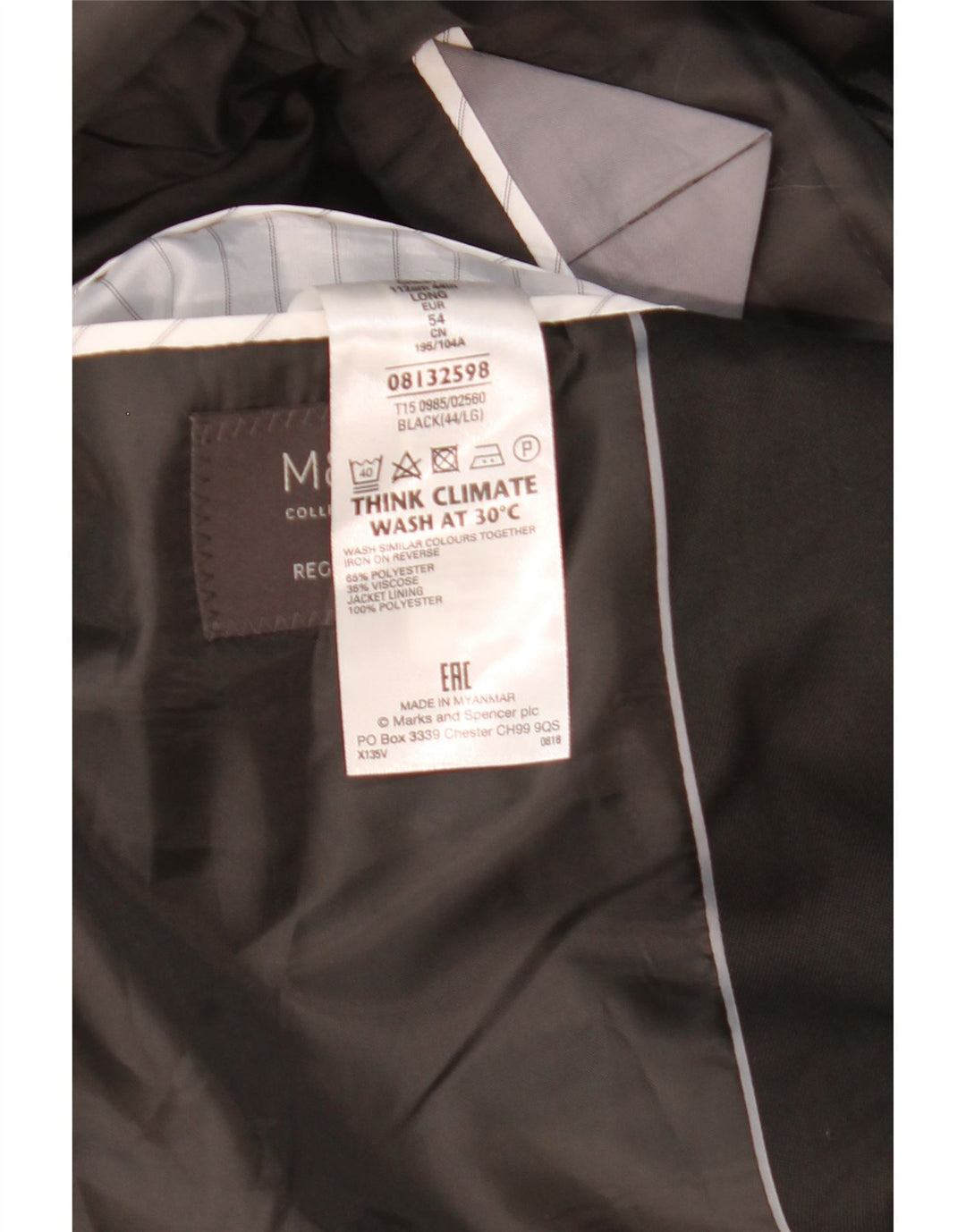 Marks & Spencer Herre 2-knaps blazerjakke UK 44 XL Sort Polyester