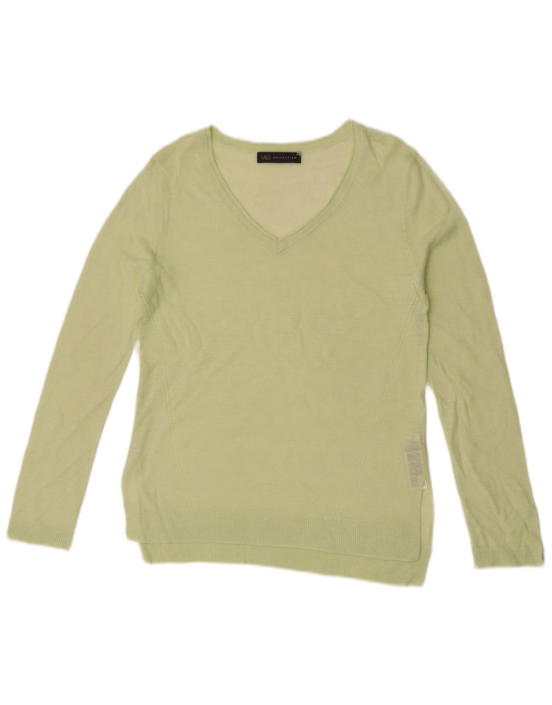 Marks & Spencer Dame Se Through V-hals sweater UK 8 Small Green
