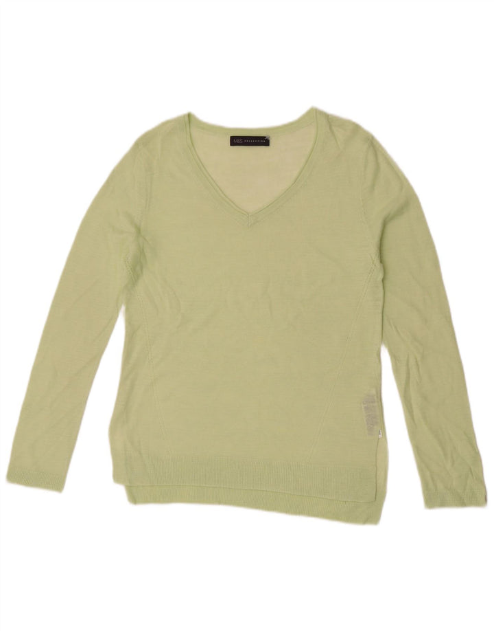 Marks & Spencer Dame Se Through V-hals sweater UK 8 Small Green