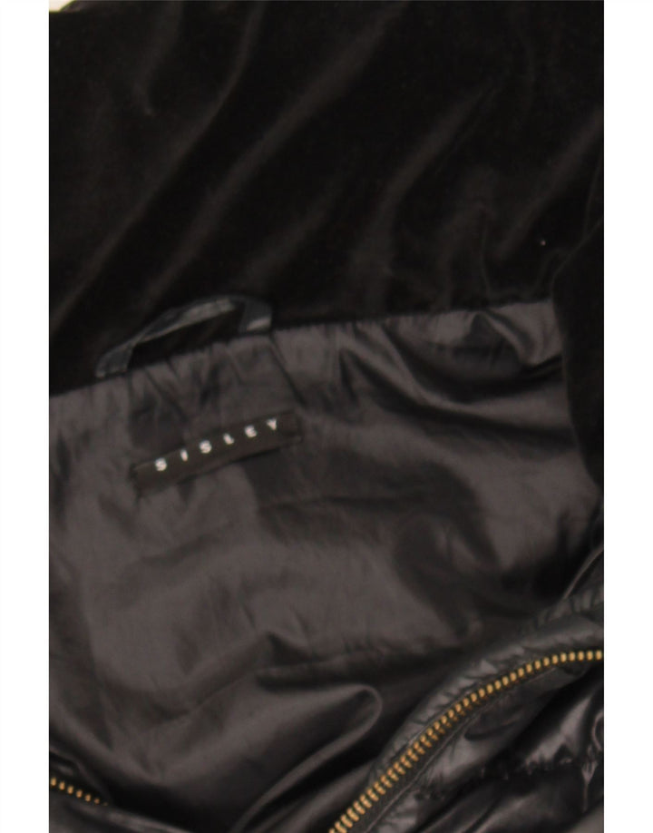 SISLEY Womens Padded Coat IT 44 Medium Black Polyester Vintage Sisley and Second-Hand Sisley from Messina Hembry 