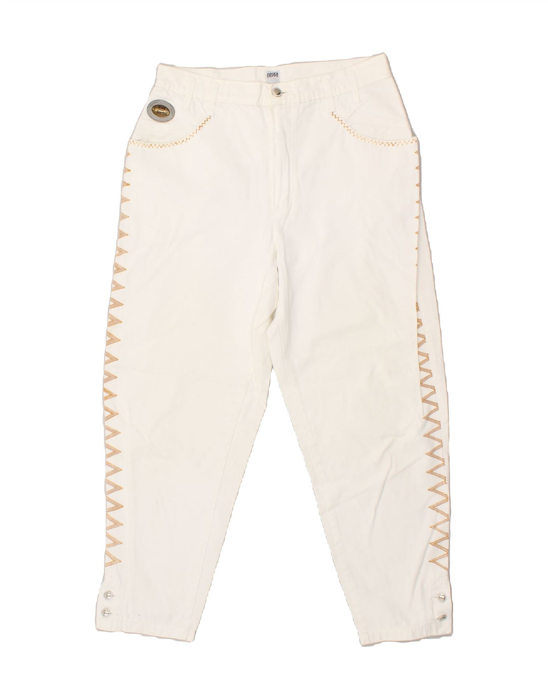 BERRI Womens Tapered Capri Trousers IT 42 Medium W30 L26 White Vintage Berri and Second-Hand Berri from Messina Hembry 