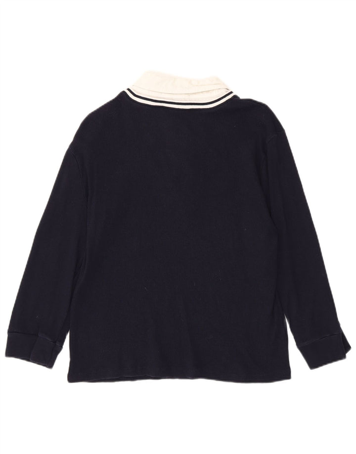 RALPH LAUREN Dame Top 3/4 ærmer UK 18 XL Marineblå Colourblock Bomuld