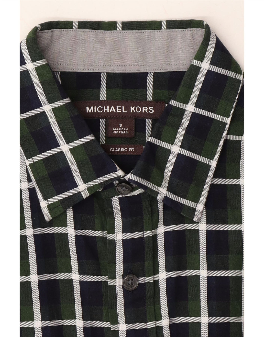 MICHAEL KORS Mens Classic Fit Shirt Small Green Check Cotton Vintage Michael Kors and Second-Hand Michael Kors from Messina Hembry 