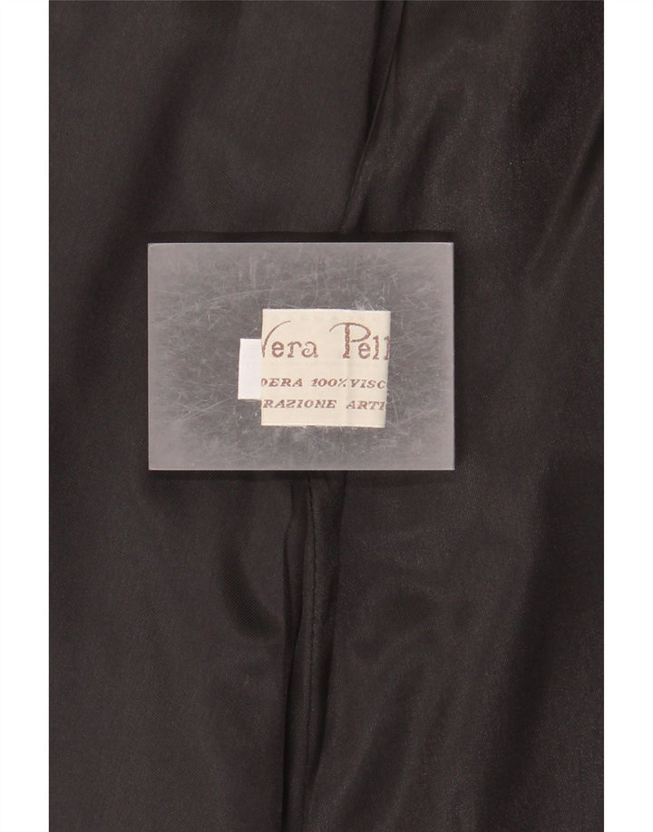 Vintage kvinders højtaljede lædernederdel IT 46 Large W28 sort læder