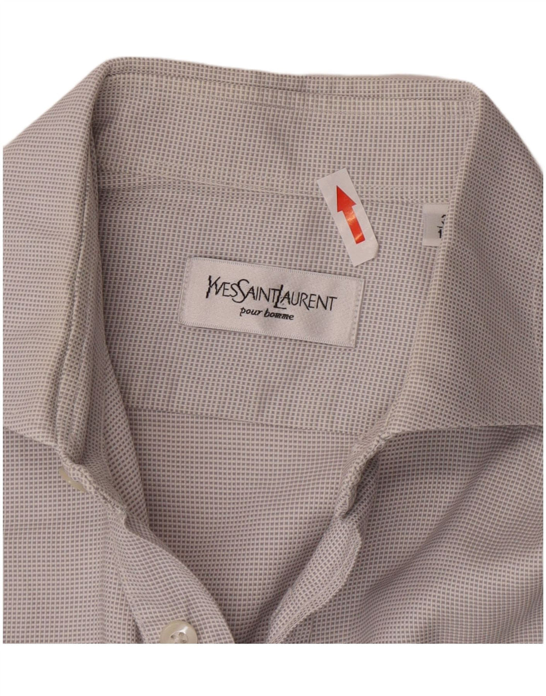 Yves Saint Laurent Herre Formel skjorte Størrelse 39 15 1/2 Medium Grey Check