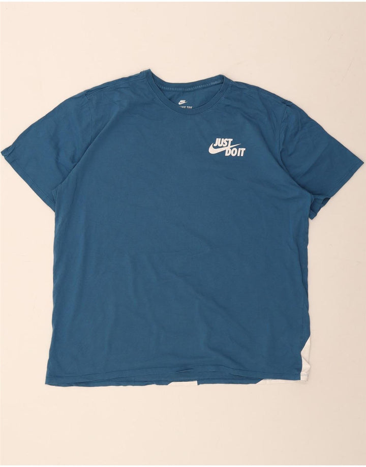 NIKE Herre Athletic Cut Grafisk T-Shirt Top 2XL Blå