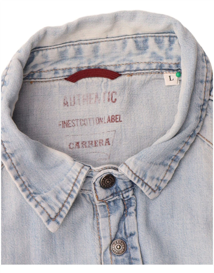 Carrera denimskjorte til mænd, stor blå bomuld