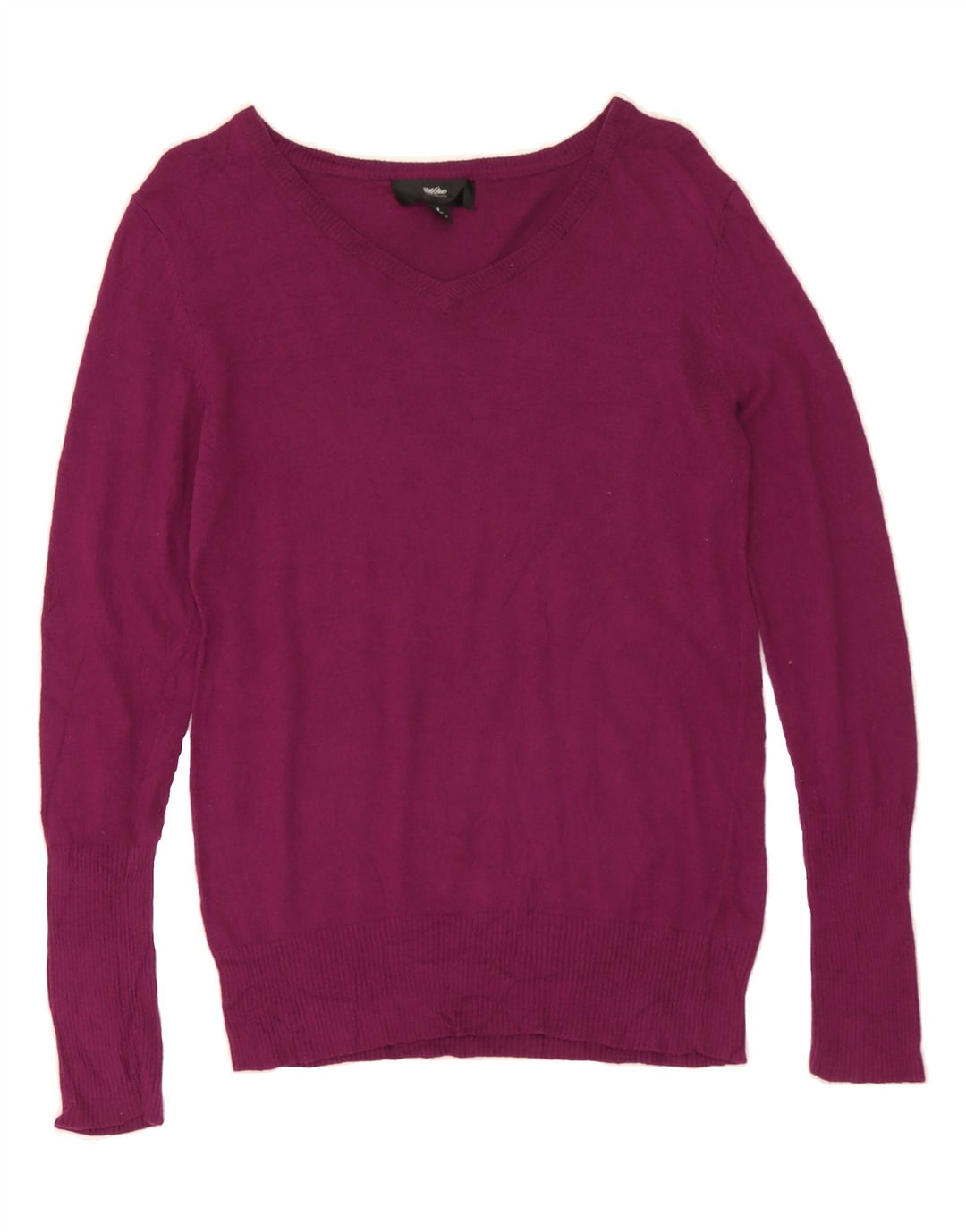 MOSSIMO Womens V-Neck Jumper Sweater UK 14 Large Burgundy Nylon Vintage Mossimo and Second-Hand Mossimo from Messina Hembry 