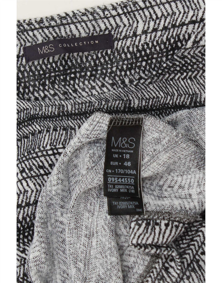 Marks & Spencer Dame Oversized Top 3/4 ærmer UK 18 XL Gråstribet