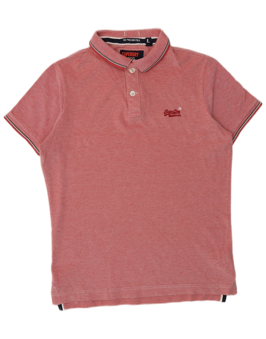 SUPERDRY Mens Classic Fit Polo Shirt Large Red Cotton