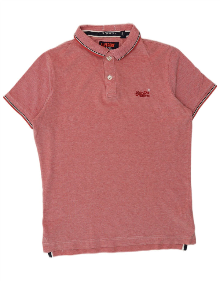 SUPERDRY Mens Classic Fit Polo Shirt Large Red Cotton