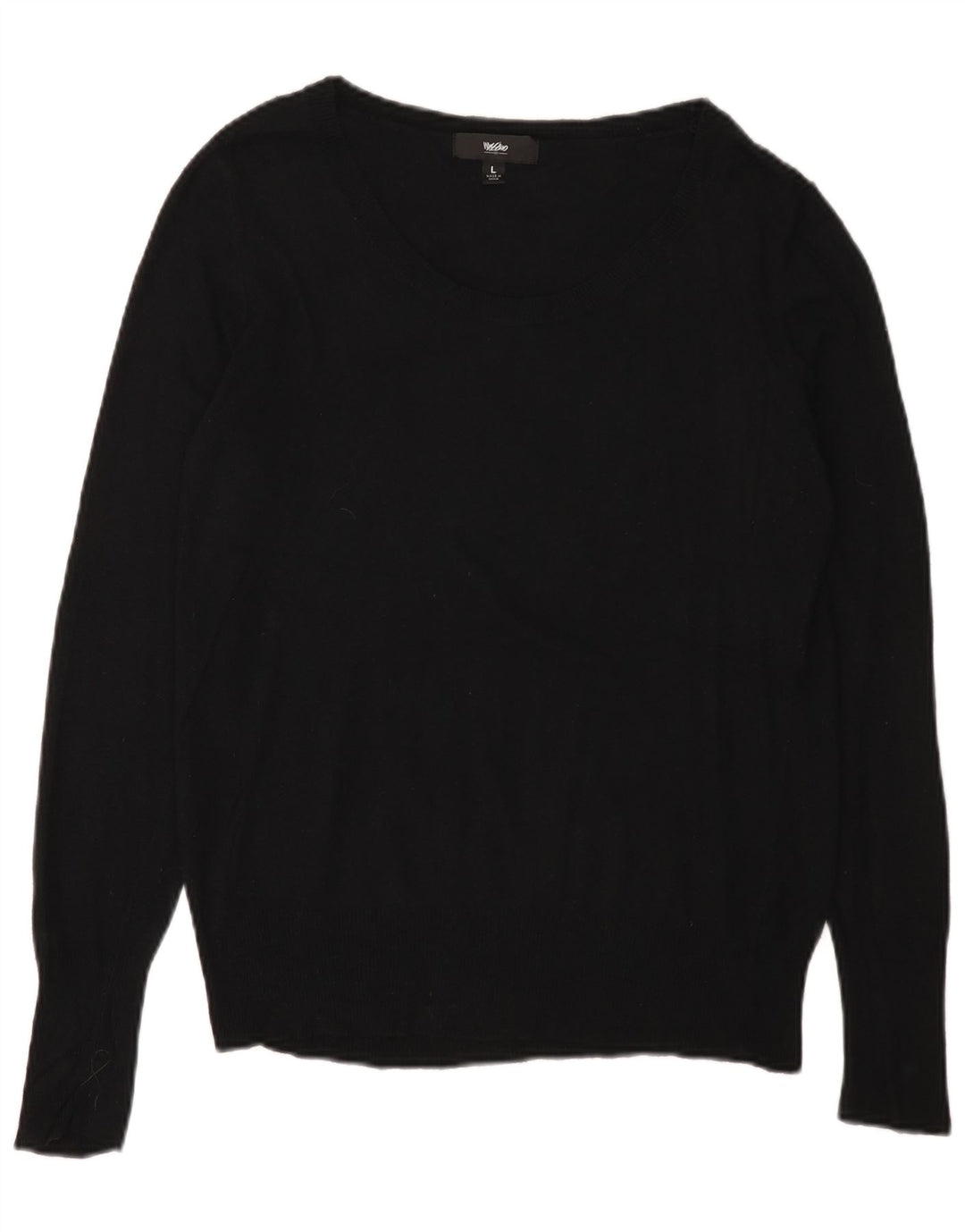 MOSSIMO Dame Boat Neck Jumper Sweater UK 14 Stor Sort Nylon