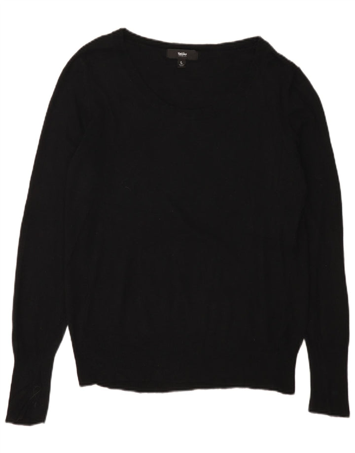 MOSSIMO Dame Boat Neck Jumper Sweater UK 14 Stor Sort Nylon