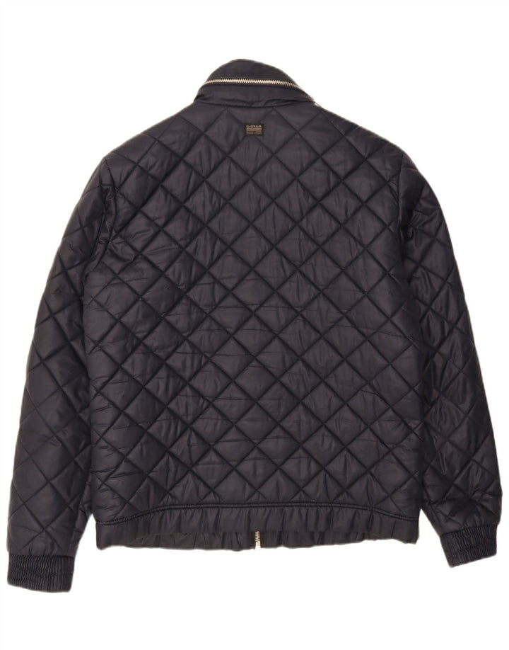 G-Star Herre hættejakke quiltet UK 42 XL Navy Blue Polyester