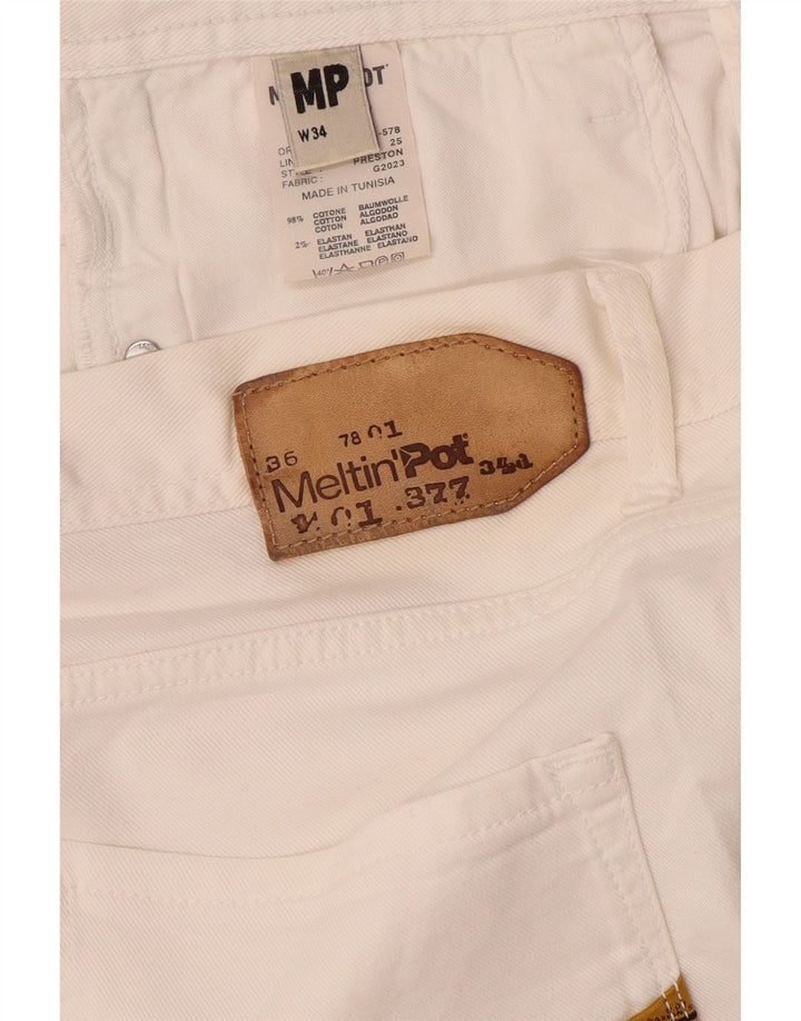 Meltin' Pot Herre Denim Shorts W34 Large White Bomuld