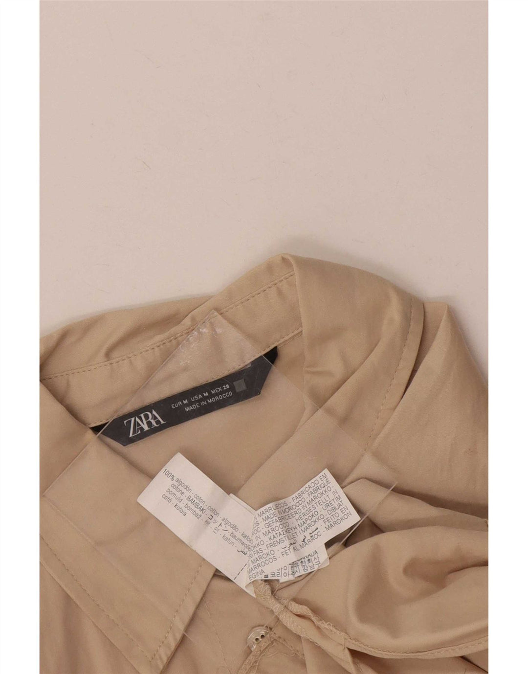 Zara Dameskjorte UK 14 Medium Beige Bomuld