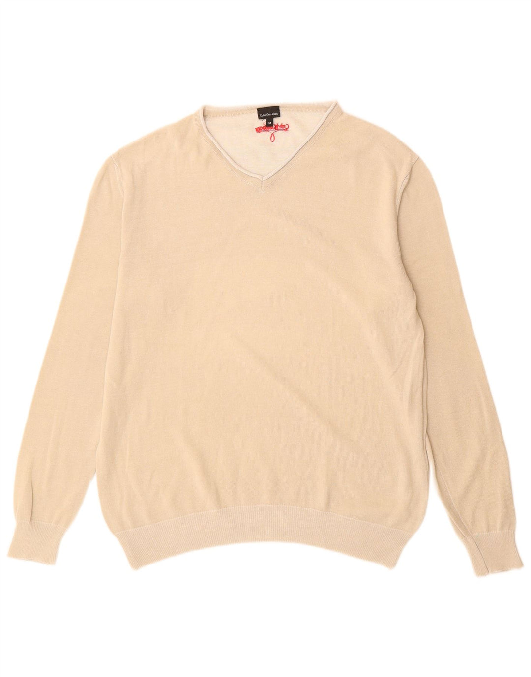 Calvin Klein Jeans Herre V-hals sweater Medium Beige Bomuld