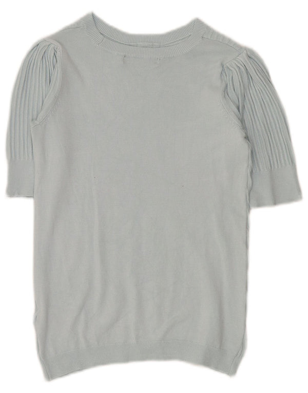 Marks & Spencer Dame Crop Crew Neck Jumper Sweater UK 10 Small Blue