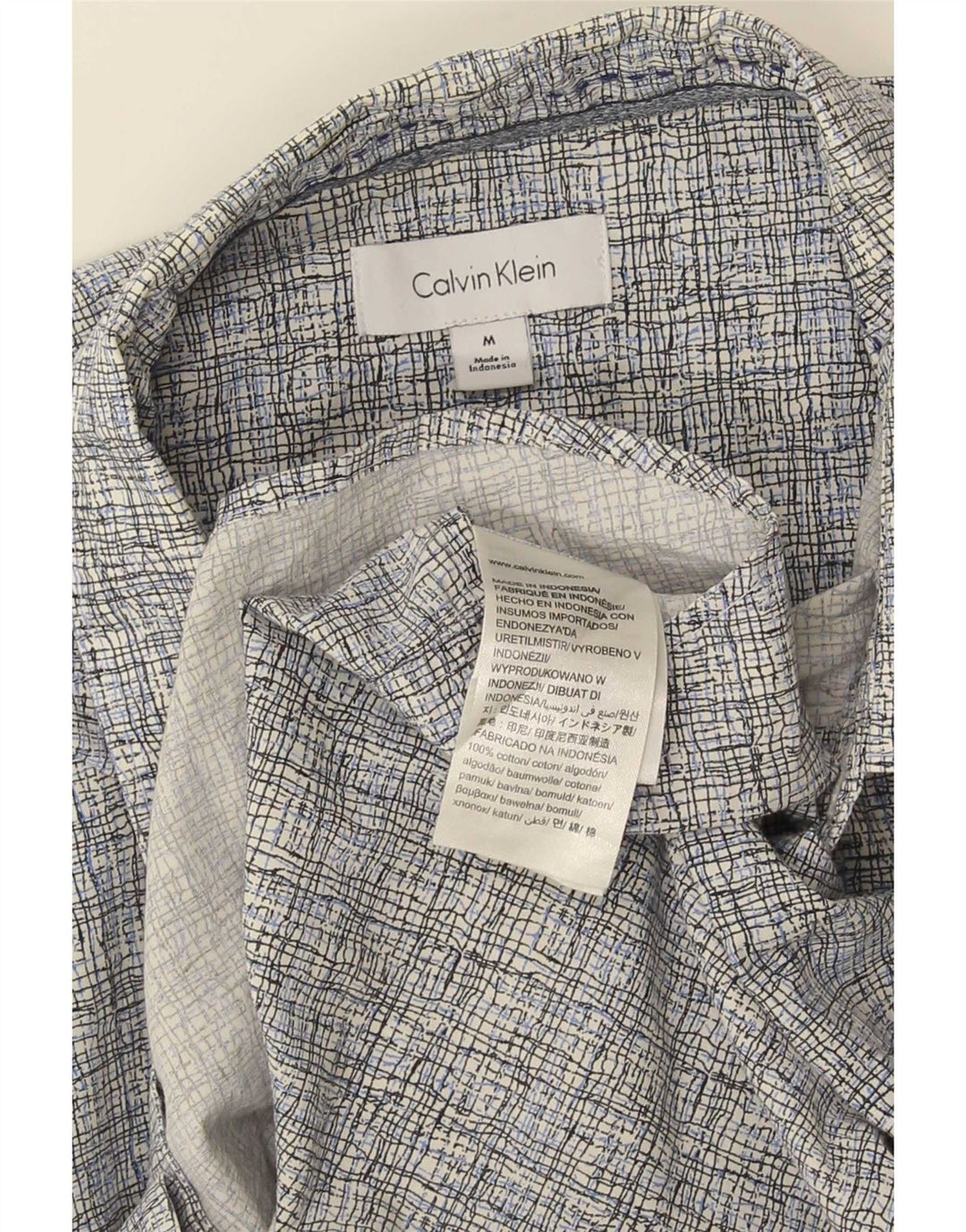 Calvin Klein Herre kortærmet skjorte mellemgrå Gingham bomuld