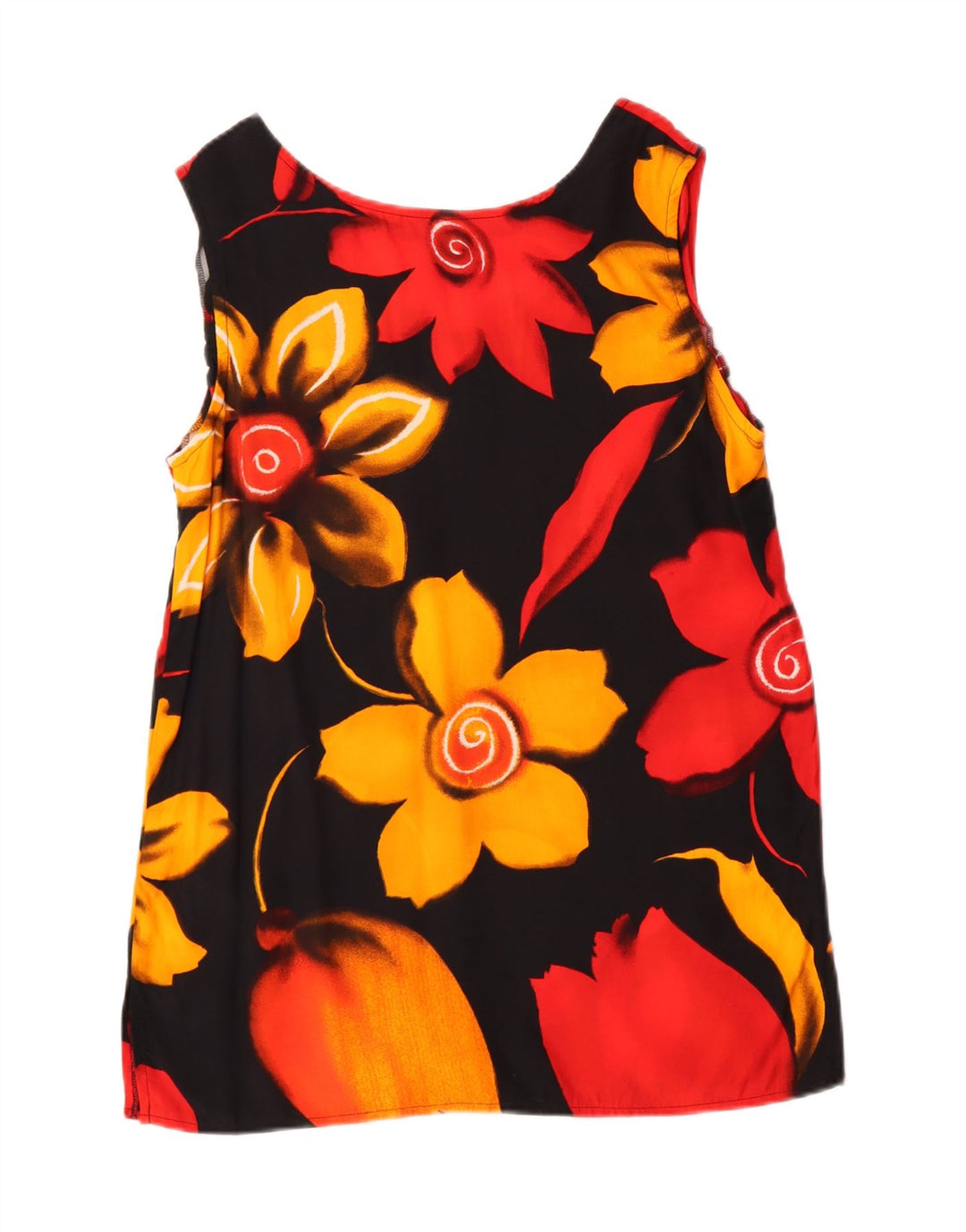 VINTAGE Womens Blouse Top EU 38 Medium Black Floral Viscose Vintage Vintage and Second-Hand Vintage from Messina Hembry 