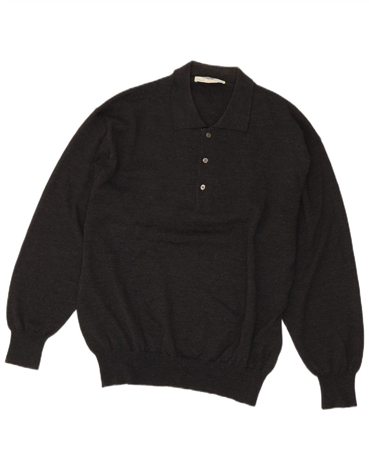Vintage Herre Polo Neck Jumper Sweater IT 54 XL Grå