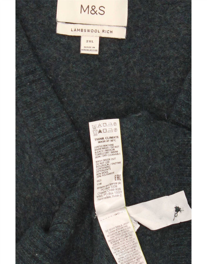 Marks & Spencer Herre Cardigan Sweater 2XL Blå Uld