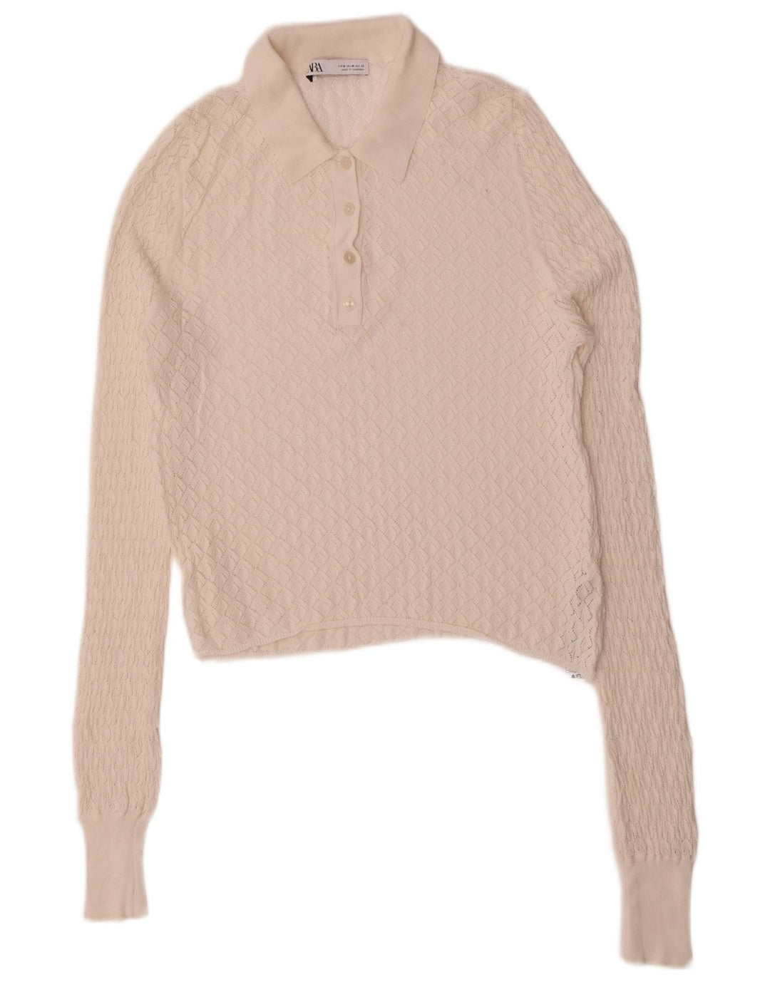 Zara Dame Polo Neck Jumper Sweater UK 12 Medium White Viscose