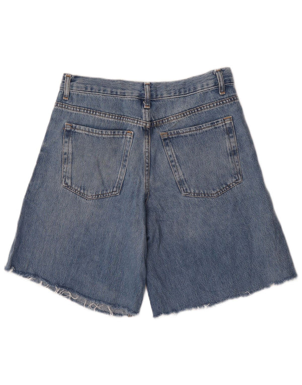 Zara Dame højtaljede denimshorts EU 36 XS W26 Blå