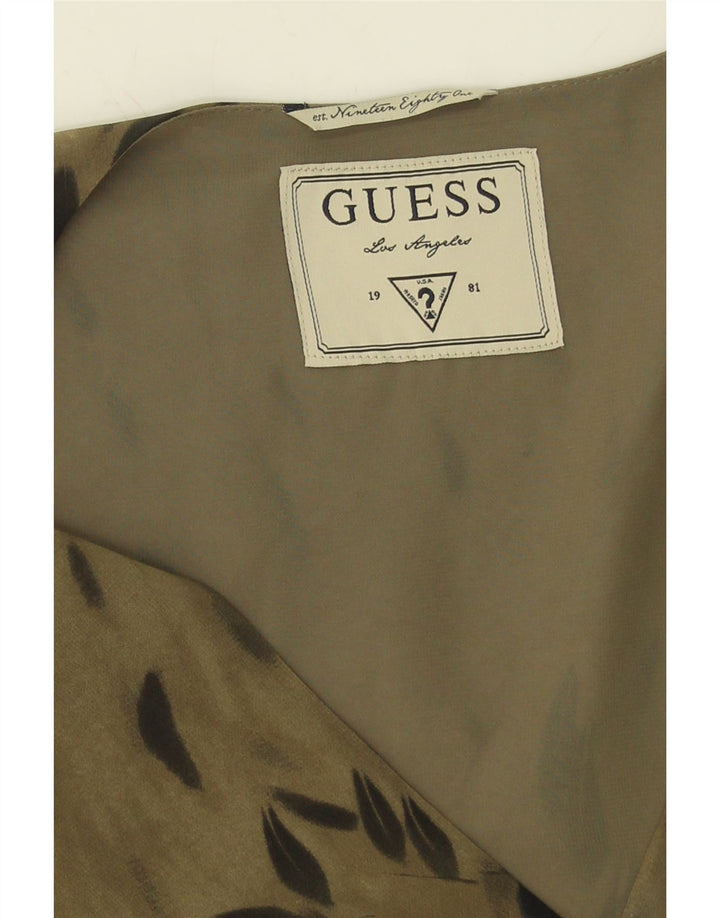 GUESS Womens Abstract Pattern Playsuit UK 14 Medium Khaki Polyester Vintage Guess and Second-Hand Guess from Messina Hembry 