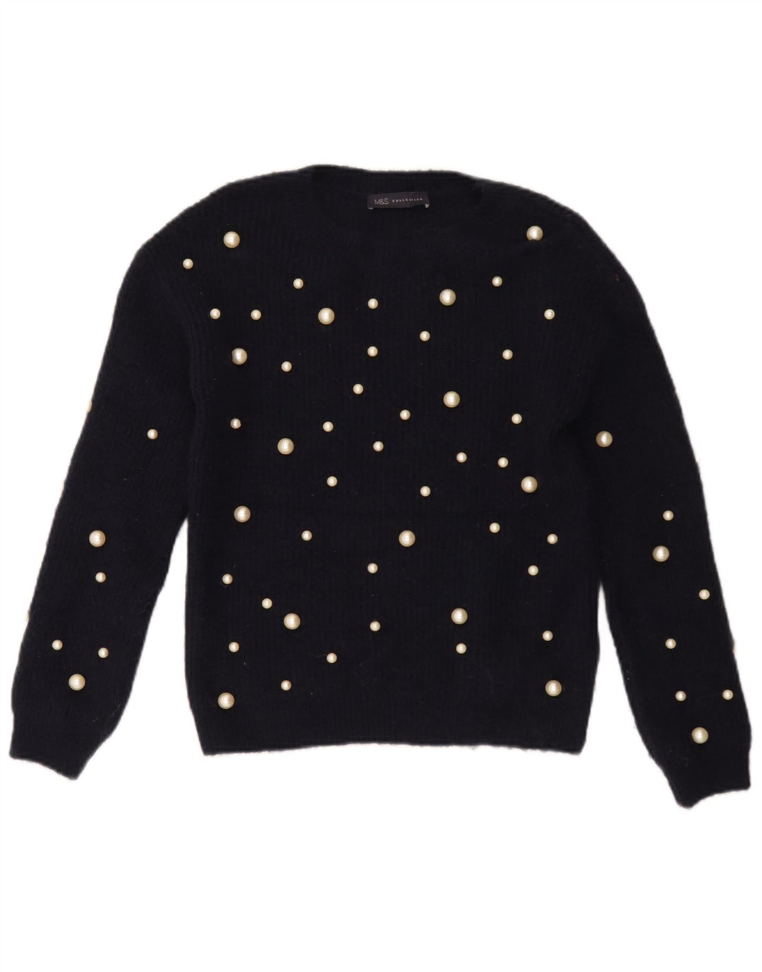 Marks & Spencer Dame Boat Neck Jumper Sweater UK 8 Small Navy Blue