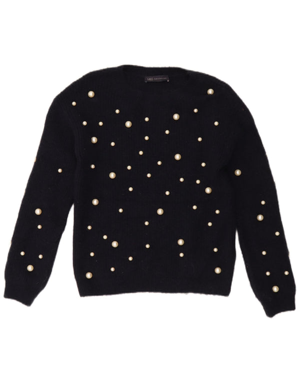 Marks & Spencer Dame Boat Neck Jumper Sweater UK 8 Small Navy Blue