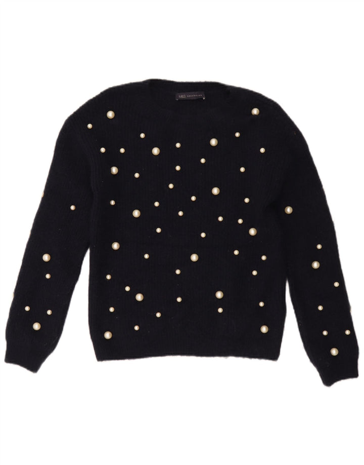Marks & Spencer Dame Boat Neck Jumper Sweater UK 8 Small Navy Blue