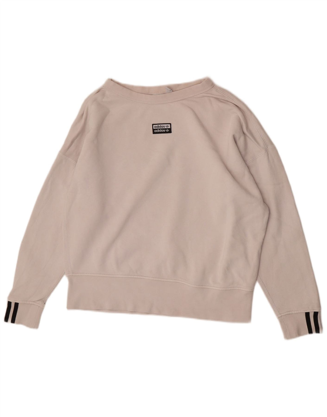 Adidas Dame Oversized Sweatshirt Jumper UK 10 Small White Bomuld
