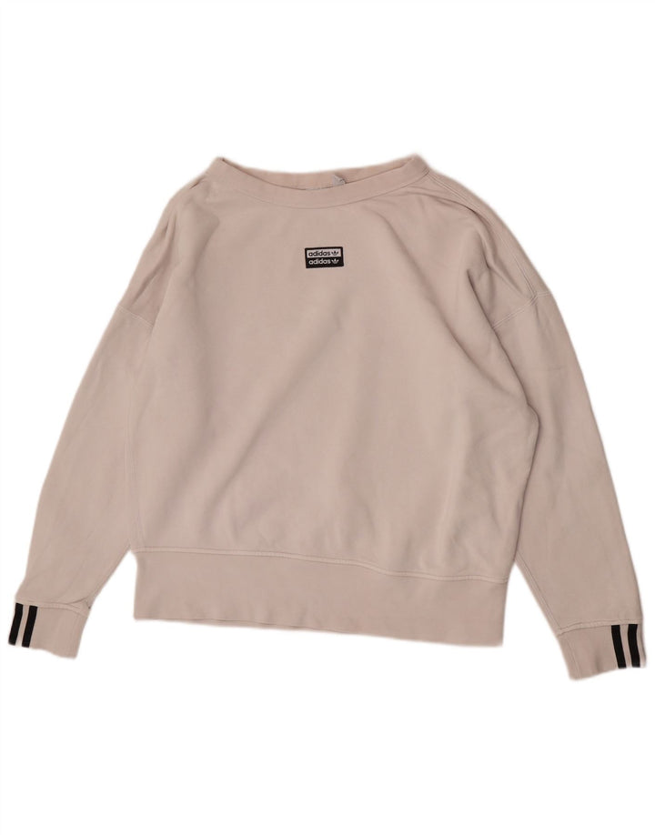 Adidas Dame Oversized Sweatshirt Jumper UK 10 Small White Bomuld