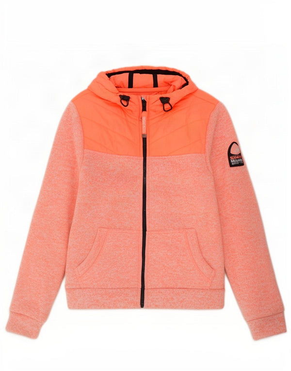 Superdry hættetrøje til kvinder med lynlås UK 16 Large Orange Flecked Polyester