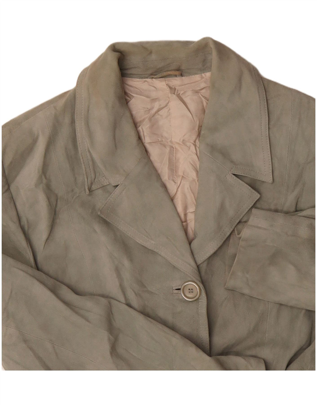 Pollini Dame 3-knaps Ruskind Blazer Jacket UK 14 Medium Green