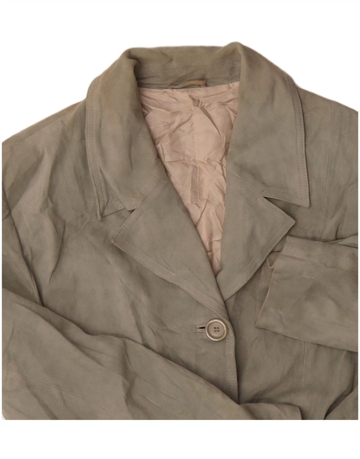 Pollini Dame 3-knaps Ruskind Blazer Jacket UK 14 Medium Green