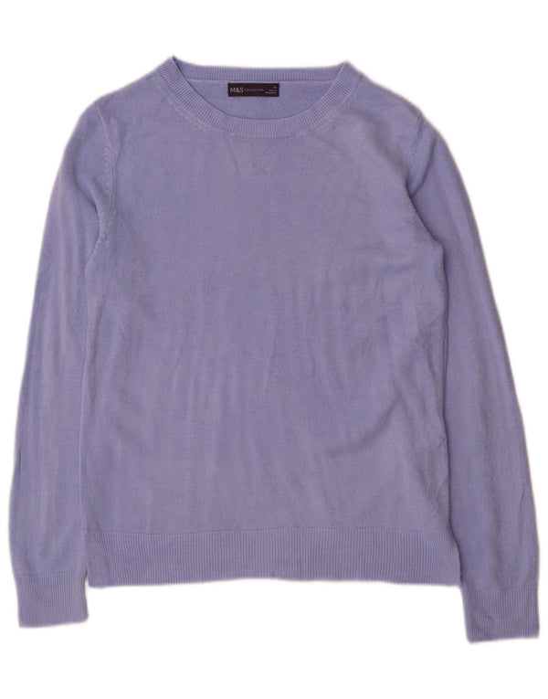 Marks & Spencer Dame Boat Neck Jumper Sweater UK 10 Small Purple Acryl