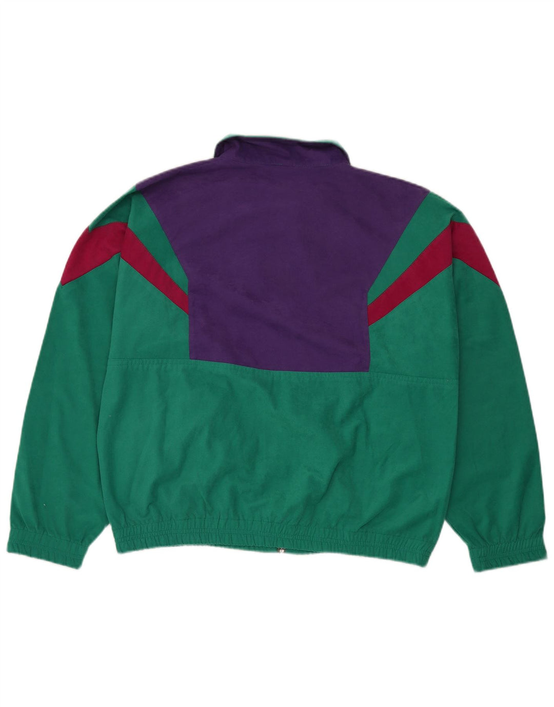 Vintage fuld træningsdragt til kvinder UK 14 Medium Green Colourblock Polyester