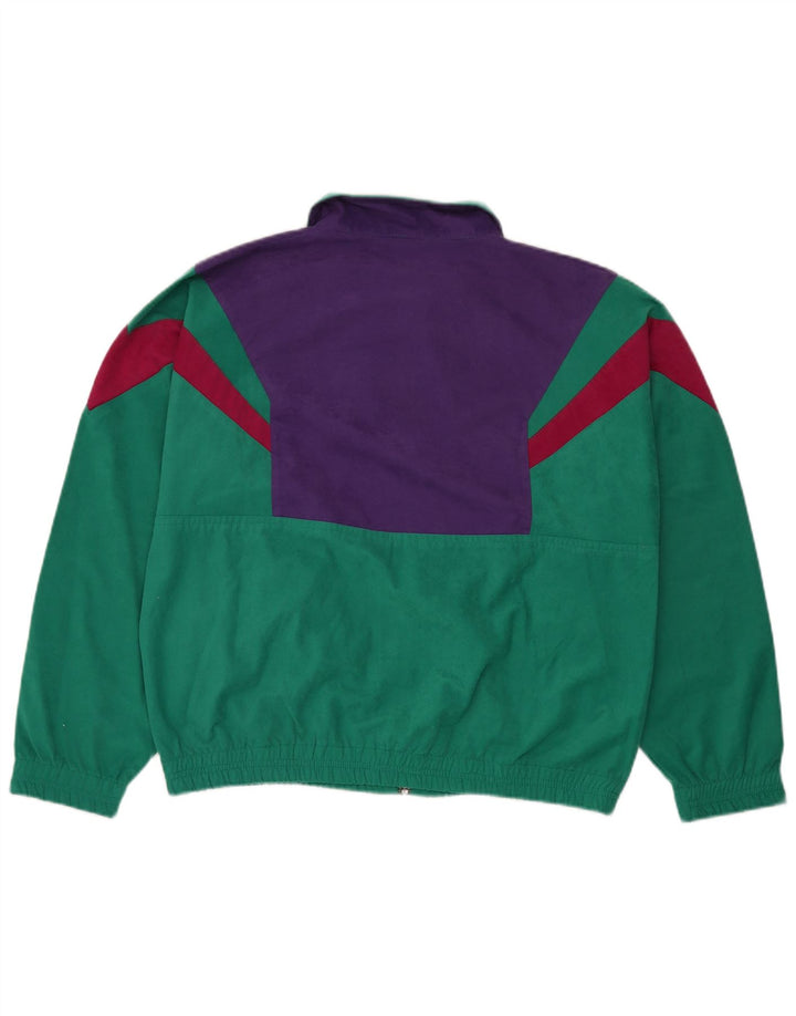 Vintage fuld træningsdragt til kvinder UK 14 Medium Green Colourblock Polyester