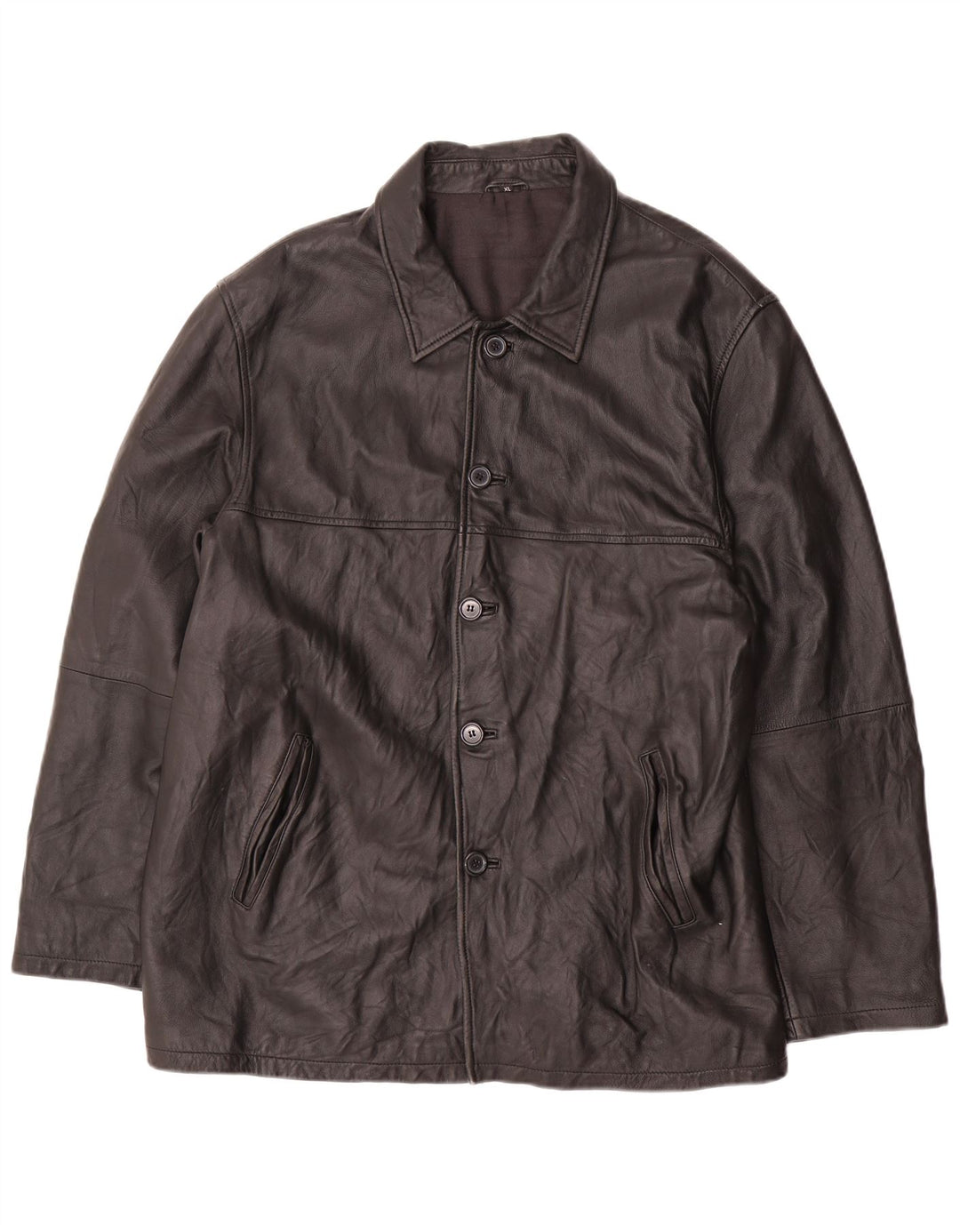 VINTAGE Herre Læderjakke UK 42 XL Sort Læder