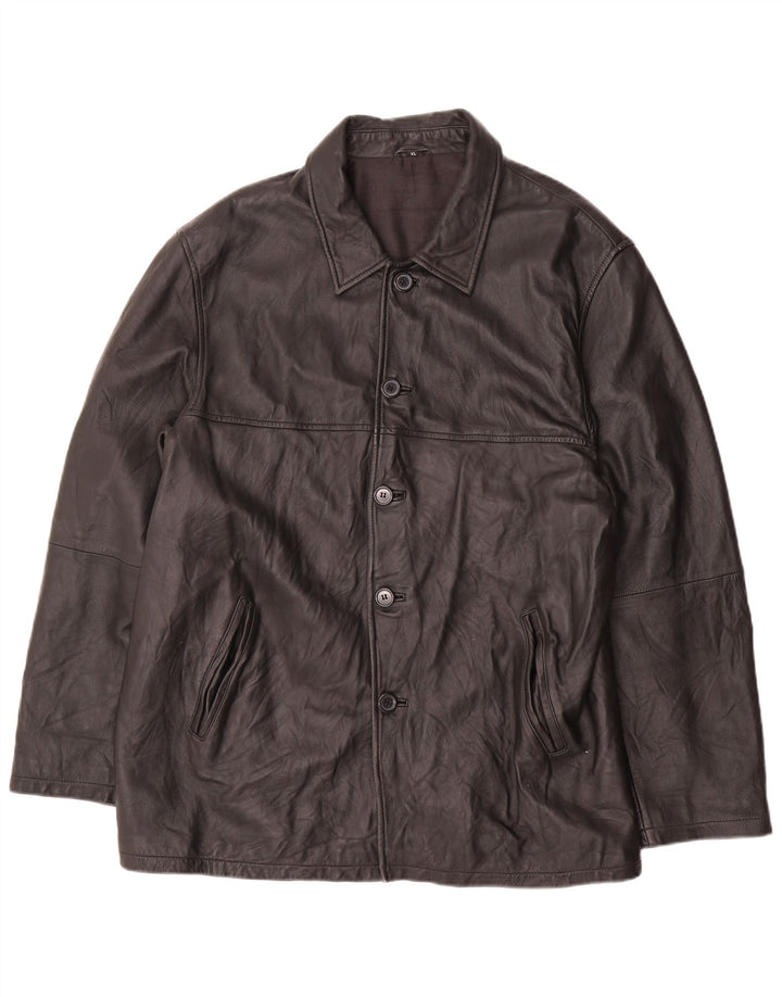 VINTAGE Herre Læderjakke UK 42 XL Sort Læder