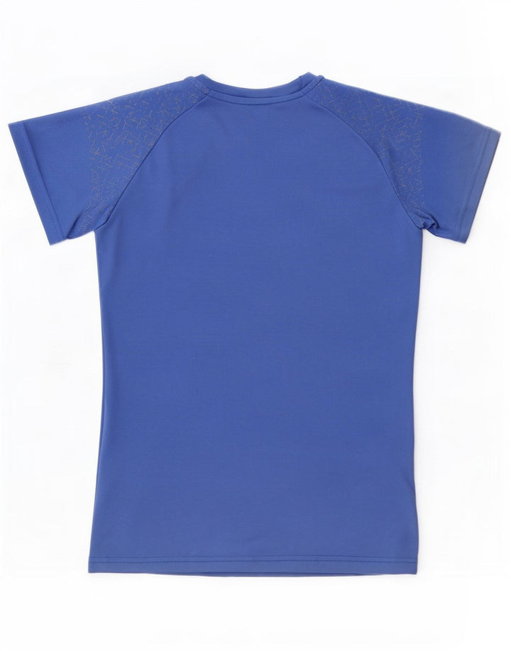 Asics Dame T-Shirt Top UK 10 Lille blå geometrisk polyester