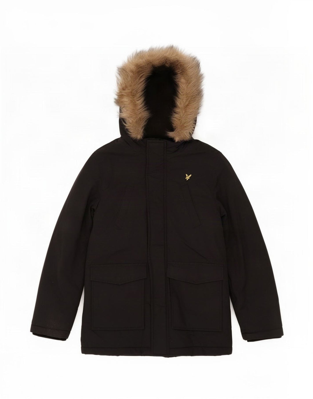 Lyle & Scott drenge hættejakke parka 7-8 år sort nylon