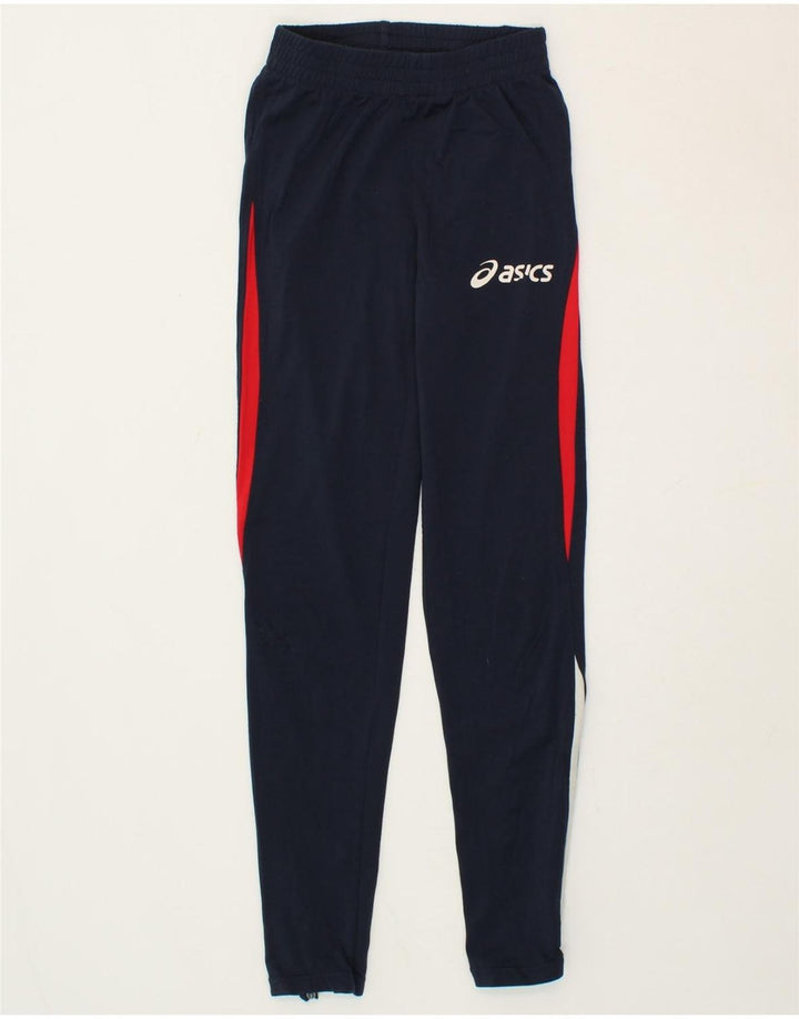 ASICS Girls Tracksuit Trousers 7-8 Years Navy Blue Polyester Vintage Asics and Second-Hand Asics from Messina Hembry 